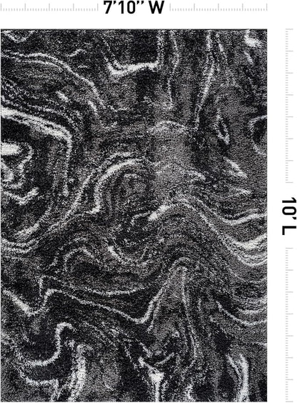 Rugshop Abstract Marble Shag Area Rug Anthracite Dark Gray 7' 10" x 10' Perfect for Large Living Rooms, Dining Areas, or Master Bedrooms