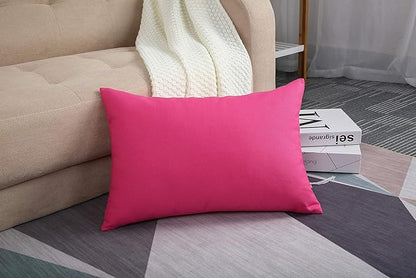 TangDepot Handmade Decorative Solid 100% Cotton Canvas Throw Pillow Covers/Pillow Shams, (12"x18", Hot Pink), 1 Count (Pack of 1)