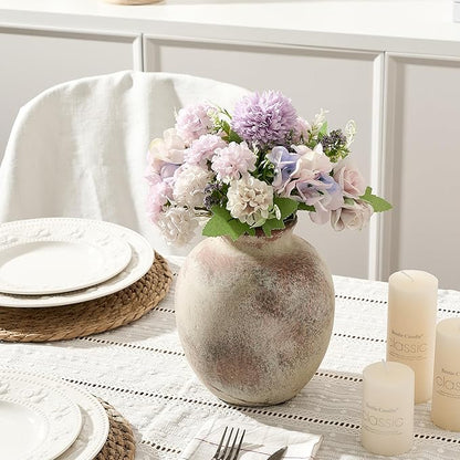 SIDUCAL Ceramic Decorative Flower Vase | 7.48 Inch Pottery Rustic Farmhouse Boho Vase for Home Decor, Table, Living Room, Bathroom, Coffee Desk, Shelf, Mantel Decoration, Wedding, Terra