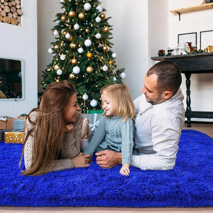 Ultra Fluffy Area Rugs for Living Room Bedroom, 6x9 Fuzzy Large Living Room Rugs, Thick Shag Rug for Dorm, Soft Non Slip Kids Girls Boys Rug for Home Decor Aesthetic, Royal Blue