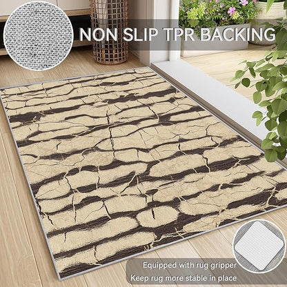 Wood Rugs for Living Room - Rustic Wood Area Rug, 8x10 Rug, Wooden Farmhouse Rug & Home Decor, Abstract Carpet & Room Decor, Washable Non Slip Anti Skid Rugs