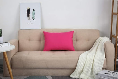 TangDepot Handmade Decorative Solid 100% Cotton Canvas Throw Pillow Covers/Pillow Shams, (12"x18", Hot Pink), 1 Count (Pack of 1)