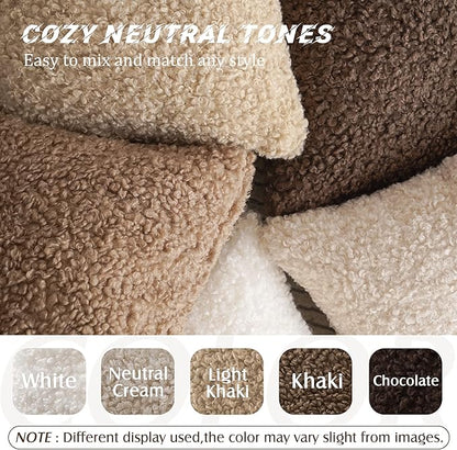 Foindtower Set of 2 Curly Teddy Wool Pillow Covers Decorative Boucle Textured Lumbar Throw Pillow Faux Fur Pillowcases Sheepskin Cushion Case for Sofa Bedroom Car 12"x20" Chocolate