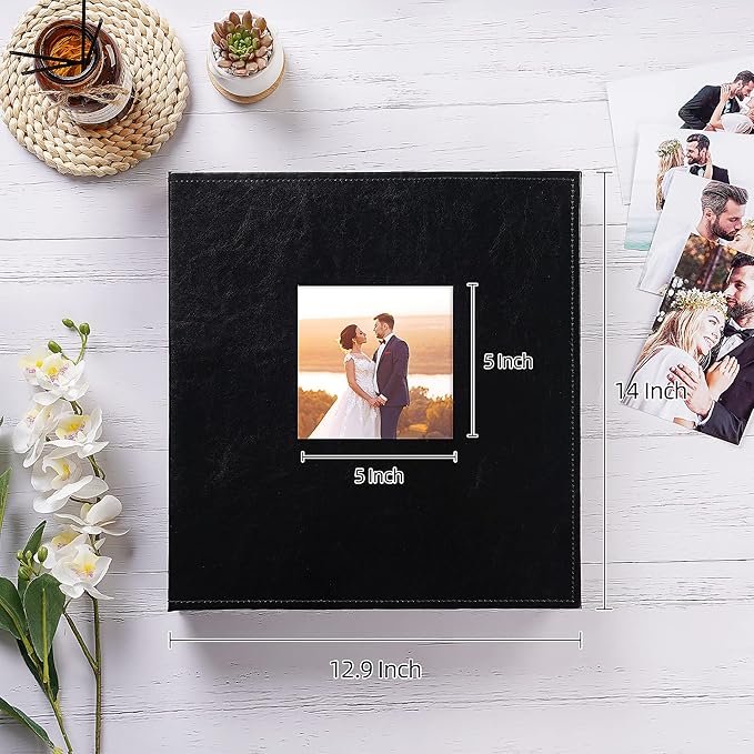 potricher Photo Album 4x6 1000 Photos Leather Cover Large Capacity Picture Albums with 1000 Horizontal and Vertical Pockets for Family Wedding Anniversary and Baby (Black)