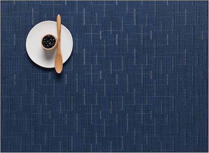 Chilewich Bamboo Placemats Set of 4 - Woven Rectangle Placemats - Reusable, Stain-Resistant, Indoor/Outdoor Tabletop Protection - 18.5" x 13.5" - Lapis