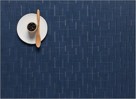 Chilewich Bamboo Placemats Set of 4 - Woven Rectangle Placemats - Reusable, Stain-Resistant, Indoor/Outdoor Tabletop Protection - 18.5" x 13.5" - Lapis