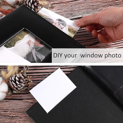 RECUTMS Photo Albums 4x6 Photos 200 Pocket Black Pages Album PU Leather Slip In Photo Picture Small Album For Family Anniversary Wedding Memo Slot Children Holiday Album（Grey）