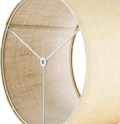 GO&SO Set of 2 Lamp Shades for Table Lamps Floor Lamps Rustic Brown Drum Lampshades- 13" Top x 13" Bottom x 10" High (Spider) Natural Burlap - Medium Lampshades Modern -Farmhouse Assembly Required