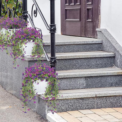Purple Fake Mums Artificial Hanging Flowers Plants Fall Flowers for Outdoors Decor 2 PCS Faux Silk Daisy with Leaves Artificial Outdoor Flower for Planter Balcony Porch Patio Yard Decoration