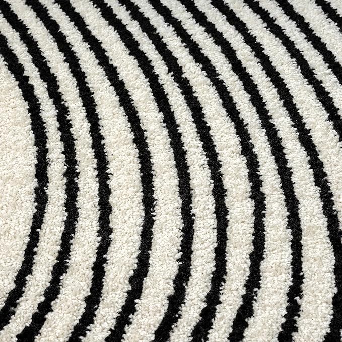Abani Nuevo Beige Black Swirls Modern Area Rug 6' x 9' for Living Room, Bedroom - Abstract Design - Durable & Easy to Clean