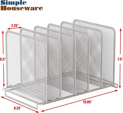 Simple Houseware 5 Section Upright File Sorter Organizer, Silver - 2 Pack