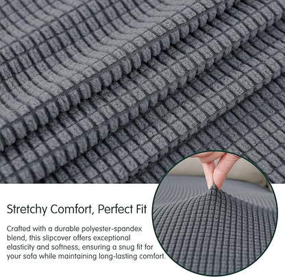 CHUN YI Stretch Sectional Couch Covers 1 Piece Chaise Lounge Slipcover L Shape Separate Cushion, Chaise Couch Cover for Both Left/Right Sectional Couch (Chaise Cover, Light Grey)