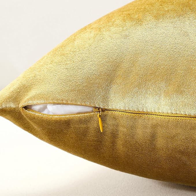 Artscope Luxury Velvet Pillow Covers Super Soft Decorative Rectangle Throw Pillow Covers Case Cushion Covers for Sofa Couch Bedroom Car Decor 12x20 Inch Shimmery Gold