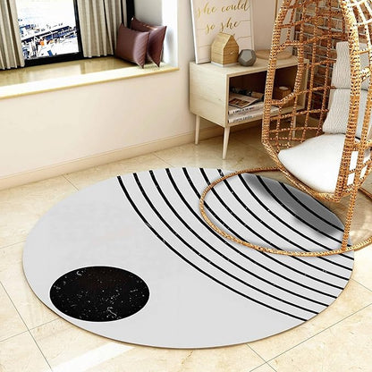 Bohemian Round Area Rug, 3ft, Soft Non-Slip Washable Rug, Simple Farmhouse Round Area Rug, Modern Abstract Art Rug, Suitable for Living Room Bedroom Bedside Sofa Children's Room
