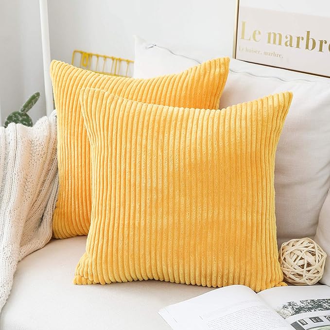 Home Brilliant Pillow Covers 16x16 Sofa Couch Pillow Covers Decorative Accent Pillowcases for Bedroom Fall Winter Decor, 40x40 cm, Sunflower Mustard Yellow