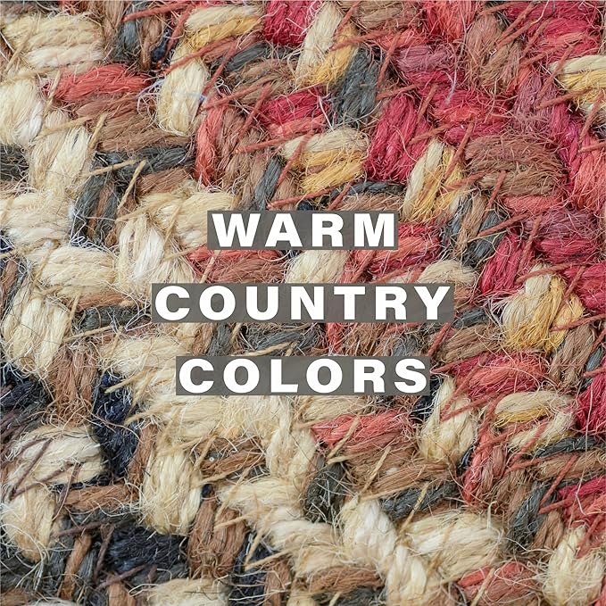 Homespice Chester Braided Oval Table Runner, Rustic Lodge Decor, Red 11x36 - Jute Dining Table Accessories - Rich Colors, Easy to Clean, Durable and Protects Furniture