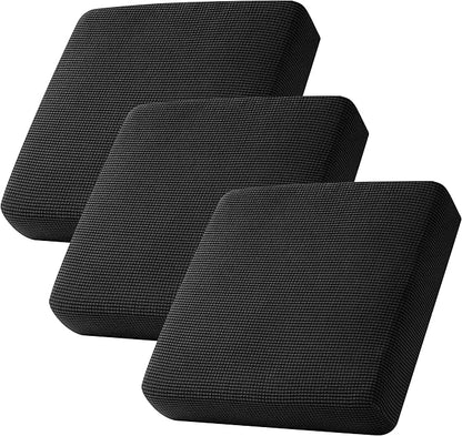 CHUN YI 3Piece Stretch Couch Cushion Covers, Sofa Seat Slipcovers for Pets, Suitable for Armchair Loveseat Sofa with Spandex Jacquard Washable Fabric(3Piece,Black)