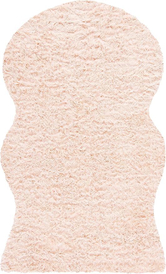 SAFAVIEH Faux Sheep Skin Collection Area Rug - 5' x 7', Light Pink, Silken Glam Design, Non-Shedding & Easy Care, 2.35-inch Thick Ideal for High Traffic Areas in Living Room, Bedroom (FSS115U)