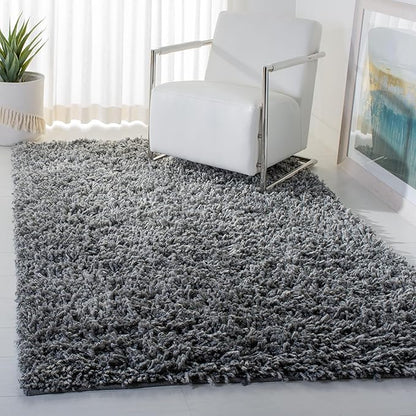 SAFAVIEH Sheep Shag Collection 4' x 6' Silver SSG212G Handmade 1-inch Thick Area Rug