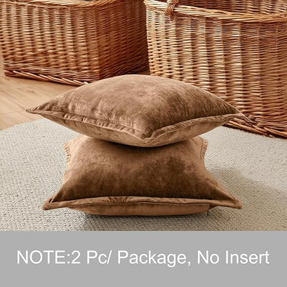 20x20 Throw Pillow Covers Set of 2 Velevt Square Cushion Cover Decorative Solid Pillowcases for Sofa Bed Chair Decor,Caramel