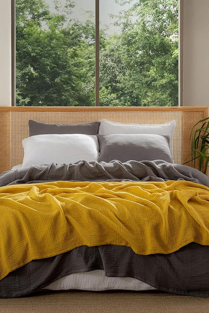 Muslin Blanket - Pure 100% Turkish Cotton Airy Soft Light Versatile Gauze Throw Blanket for Bed, Couch, Sofa (Dark Gray, Twin XL Size (71" x 95" inch))