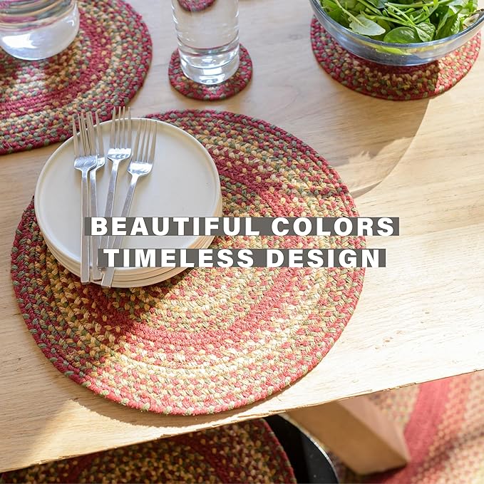 Homespice Cider Barn Oval Table Runner - 11"x36", Red - Handcrafted with Jute - Rich Colors, Easy to Clean, Durable and Protects Furniture