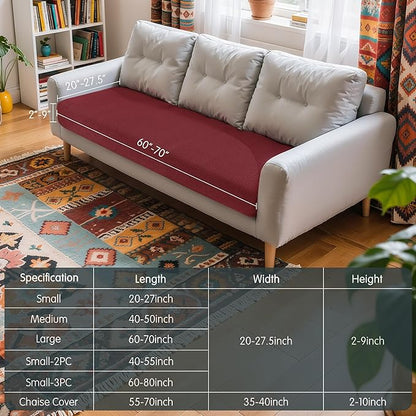 Hokway Couch Cushion Covers Christmas Wine Red Stretch Cushion Covers Sofa Seat Cushion Slipcover Cushion Protector(Wine, Large)