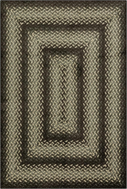 Maples Rugs Marion Bohemian Braided Design Print Area Rug – Made in USA – Low Pile, Non Slip Pet-Friendly Mat for Bedroom, Office, Living & Dining Room, 5' x 7', Black