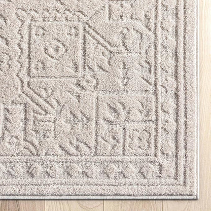 Well Woven Harlow Collection Cloud Medallion Ivory - Modern Tribal Minimalist 5x7 Area Rug - Ideal for Living Room, Dining Room & Bedroom - Durable, Stain Resistant & Easy to Clean
