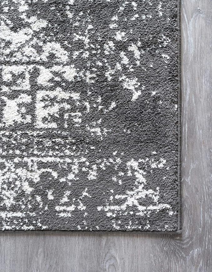 Rugs.com Arlington Collection Rug – 6 Ft Runner Dark Grey Medium-Pile Rug Perfect for Hallways, Entryways