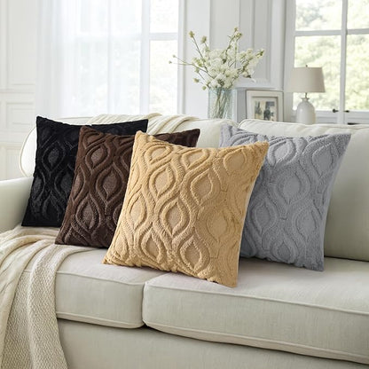 decorUhome Spring Throw Pillow Covers 20x20 Inch Set of 2, Soft Plush Faux Wool Grey Solid Couch Pillow Covers, Accent Farmhouse Neutral Square Pillow Cases for Sofa Bed Living Room