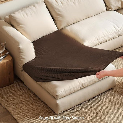 Hokway Stretch Chaise Cover Individual Couch Cushion Slipcovers Reversible Cushion Protector Slipcovers Sofa Cushion Protector Covers (Chaise Cover, Chocolate)
