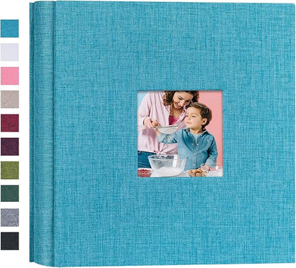 Mublalbum Small Photo Album 4x6 200 Photos Linen Cover Picture Book with Horizontal Pockets for Wedding Family Anniversary and Baby (Blue)