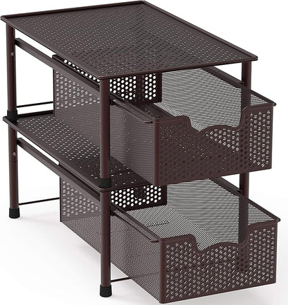 Simple Houseware Stackable Cabinet Basket Drawer Organizer, Bronze