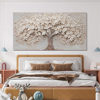 Canvas Wall Art Decor Oversized Wall Art Pictures for Living Room Large Tree of Life Wall Art Decor Canvas Art Wall Decor Modern White Wall Art Prints Artwork for Walls Bedroom Office Decor 35" X 70"