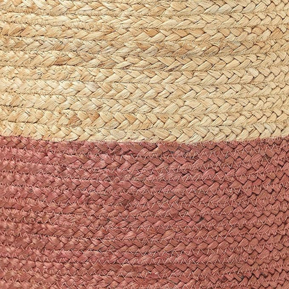 REDEARTH · Cylindrical Pouf Foot Stool Ottoman - Jute Braided Pouffe Poof Accent Sitting Footrest for Living Room, Bedroom, Nursery, Patio, Lounge Set of 2 (Natural Rust, 14.5"X14.5"X16")