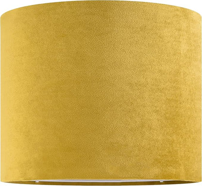 Yellow Velvet Drum Lamp Shade Medium Lampshade 13``Top×13``Bottom×10``High(Spider) Modern Lamp Shade for Table & Bedside Lamp Replacement Lampshades in Hand Crafted - By GO&SO