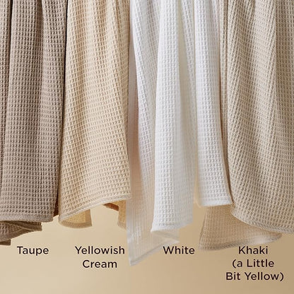 Bedsure Gentlesoft 100% Cotton Blanket Queen Size for Bed - Breathable and Soft, Thick Cozy Waffle Weave Christmas Blanket Gift for Women, White, 90x90 Inches
