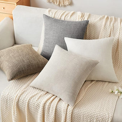 MIULEE Pack of 2 Decorative Linen Burlap Textured Pillow Covers Farmhouse Boho Accent Pillowcases Spring Home Decor for Couch Sofa Bedroom Living Room 16x16 Inch Taupe