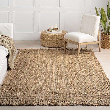 Nuloom Daniela Natural, 2'6" x 6', Handmade, Jute, Tassel, Soft and Textured, High Traffic, Stain Resistant, Easy Clean, Durable Runner for Bedroom, Living Room, Dining Space, Foyer, Entryway