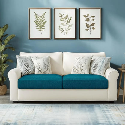 CHUN YI 2Piece Stretch Couch Cushion Covers, Sofa Seat Slipcovers for Pets, Suitable for Armchair Loveseat Sofa with Spandex Jacquard Washable Fabric (2Piece,Teal)
