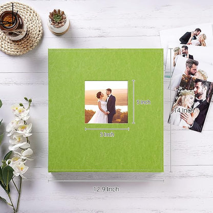 potricher Photo Album 4x6 1000 Photos Leather Cover Large Capacity Picture Albums with 1000 Horizontal and Vertical Pockets for Family Wedding Anniversary and Baby (Green)