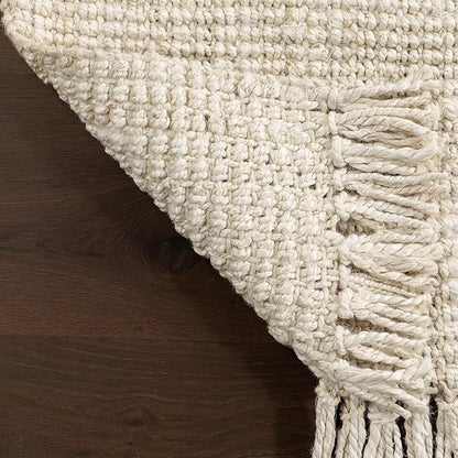 Nuloom Daniela Off-White, 4' Square, Handmade, Jute, Tassel, Soft and Textured, High Traffic, Stain Resistant, Easy Clean, Durable Area Rug for Bedroom, Living Room, Dining Space, Foyer, Entryway