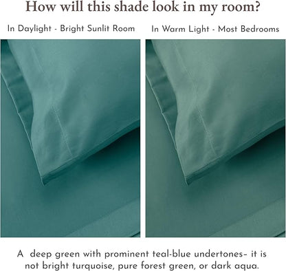 California Design Den Natural 100% Cotton Sheets Queen Size Bed - Soft Sateen Weave, Deep Pockets, Breathable and Durable Bedding Queen Size Teal (Deep Tone)