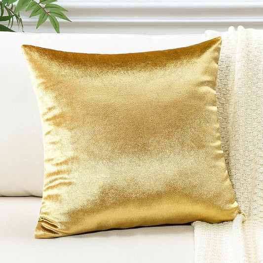Artscope Luxury Velvet Pillow Covers Super Soft Decorative Rectangle Throw Pillow Covers Case Cushion Covers for Sofa Couch Bedroom Car Decor 22x22 Inch Shimmery Gold