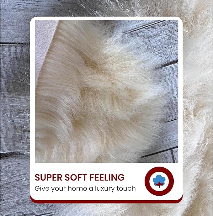 LAMBZY High Pile Super Soft Faux Sheepskin Rug (12'x15, Cream)