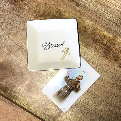 Simply Charmed Blessed Ceramic Jewelry Dish or Ring Holder - Religious Gift for Christmas, Confirmation or Baptism