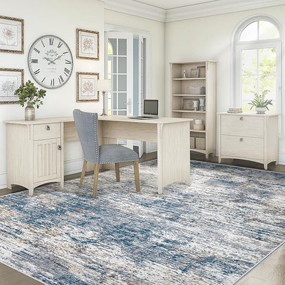 6x9 Area Rugs for Living Room, Washable Modern Abstract Large Area Rug Neutral Soft Non Slip Kids Rug Stain Resistant Indoor Carpet for Bedroom Nursery Dining Room Playroom Office(BlueWhite, 6'x9')