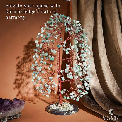 Crystal Trees for Home and Office Decoration, Amazonite Chakra Healing Crystals Feng Shui Handmade Trees for Positive Energy, Money, Good Luck, Christmas Decor, Birthday Gifts for Women, Mom