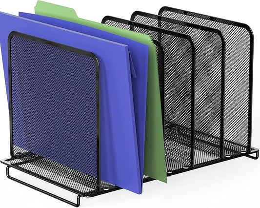 Simple Houseware Expandable 5 Section Upright File Sorter Organizer, Black